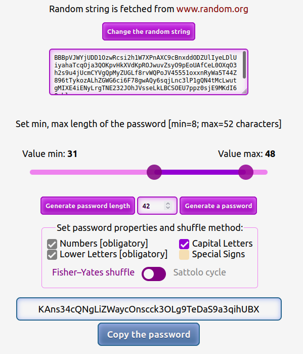 Truly Random Password Generator